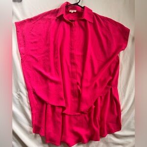 LA MIEL Pink VERY Oversized Button Down Shirt